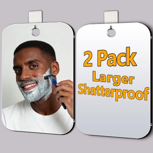2-Pack Shatterproof Shower Mirror 11 x 8 In - Shaving & Travel