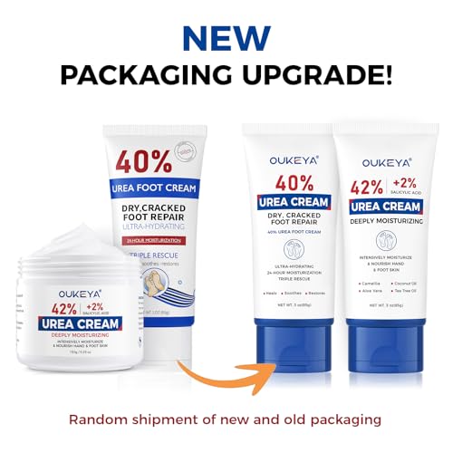 OUKEYA Urea Cream 40% & 42% Foot Lotion - 3 oz 2-Pack for Dry Skin