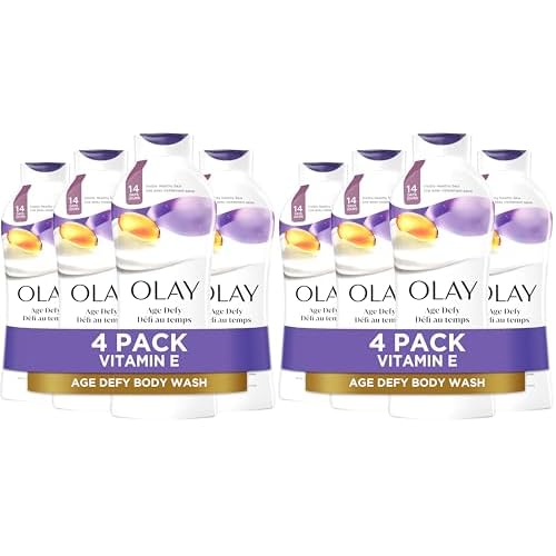 Olay Body Wash for Women,Age Defying with Vitamin E,24hr Moisturizing,Hydrating & Refreshing,B3 Vitamin Complex,Free of Parabens & Phthalates,for All Skin Types,Scented,22 fl oz,(Pack of 8)