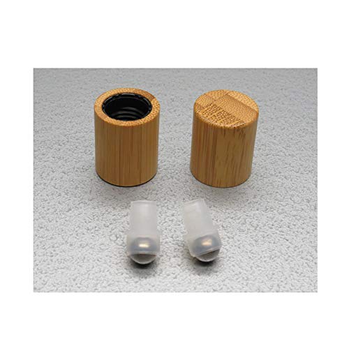 LasenSensm 4-Pack 15ml Clear Glass Refillable Essential Oil Roller Bottles with Bamboo Lid, Stainless Steel Roller Ball, 3ml Dropper, Perfect for Travel & DIY
