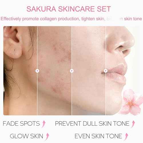 Sakura Skin Care Set, Skin Care For Teens 10-12, Travel Essentials Skincare Gift Set For Women - Cream, Serum, Eye Mask, Lip Mask, 5 Sleeping Mask, 5 Mud Mask, Hydrating Teen Skincare Kit