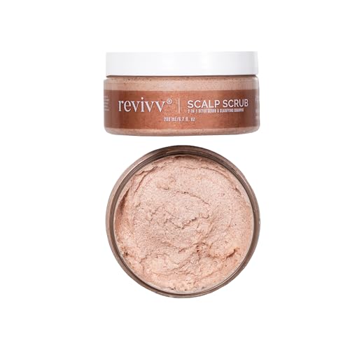 REVIVV Exfoliating Scalp Scrub Shampoo, Himalayan Salt Scrub to Cleanse Scalp, Exfoliator with Rosemary & Tea Tree Oil to Remove Buildup, Reduce Flaking and Promote Healthier, Fuller Hair, 6.7oz