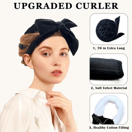 Gwabee 70" No Heat Hair Curlers Set - Soft Velvet Overnight Curls Headband