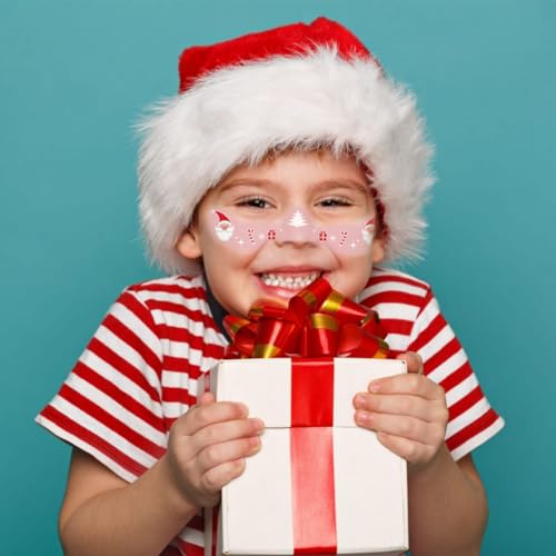 Christmas Temporary Tattoos, 12 Sheets Waterproof Glitter Face Stickers