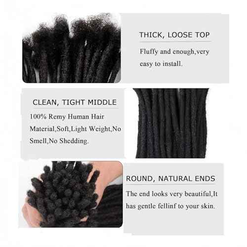 0.6cm Width Dreadlock Extensions 10 Inch 50 Strands 100% Permanent Human Hair Loc Extension Natural Black Curly Locs Human Hair Can Be Dyed Bleached Curled And Twisted