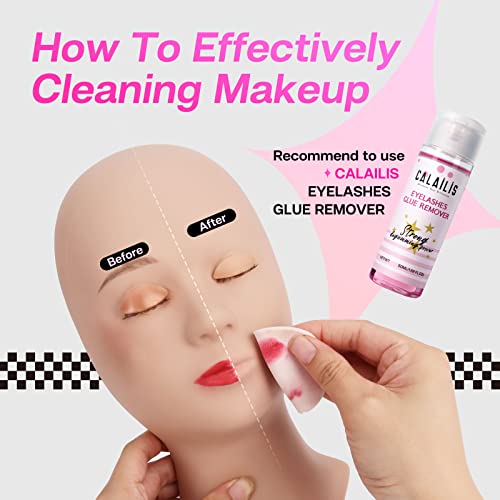 Lash Mannequin Head, CALAILIS Mannequin Head, Eyelash Extension Mannequin Head, Doll Head for Lash Extensions, Eyelash Mannequin Head with 4 Pairs Removable Eyelids (Skin Colour)