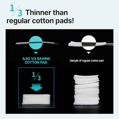 ILSO 1/3 Saving Cotton Pad, Thin Layer Perfect for DIY Toner pad and mask, 40 Sheets, Korean Skincare (50 x 70mm)