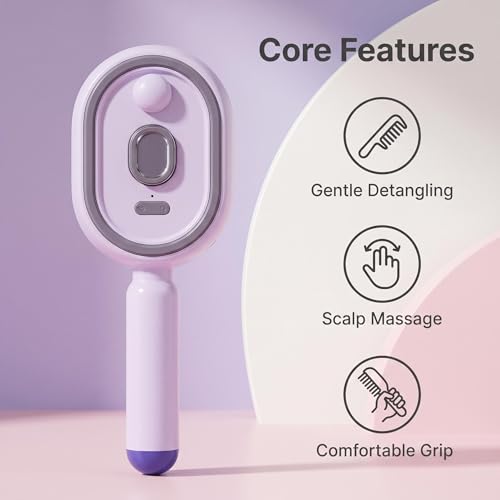 Rechargeable Electric Steam Hair Brush & Detangler - Pink