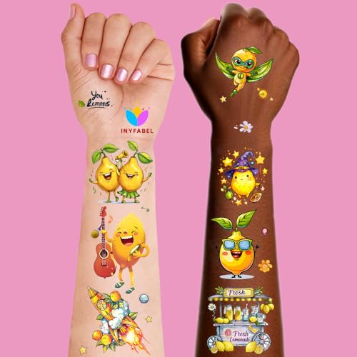 Lemon Temporary Tattoos - 101+ Designs, 17 Sheets, Waterproof