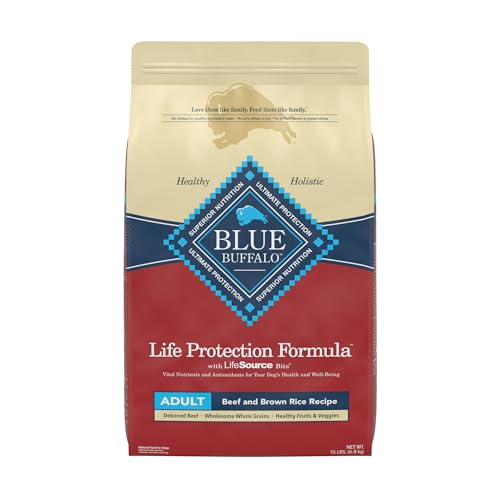 Blue Buffalo Life Protection Formula Adult Dry Dog Food, Helps Build and Maintain Strong Muscles, Made with Natural Ingredients, Beef & Brown Rice Recipe, 15-lb. Bag