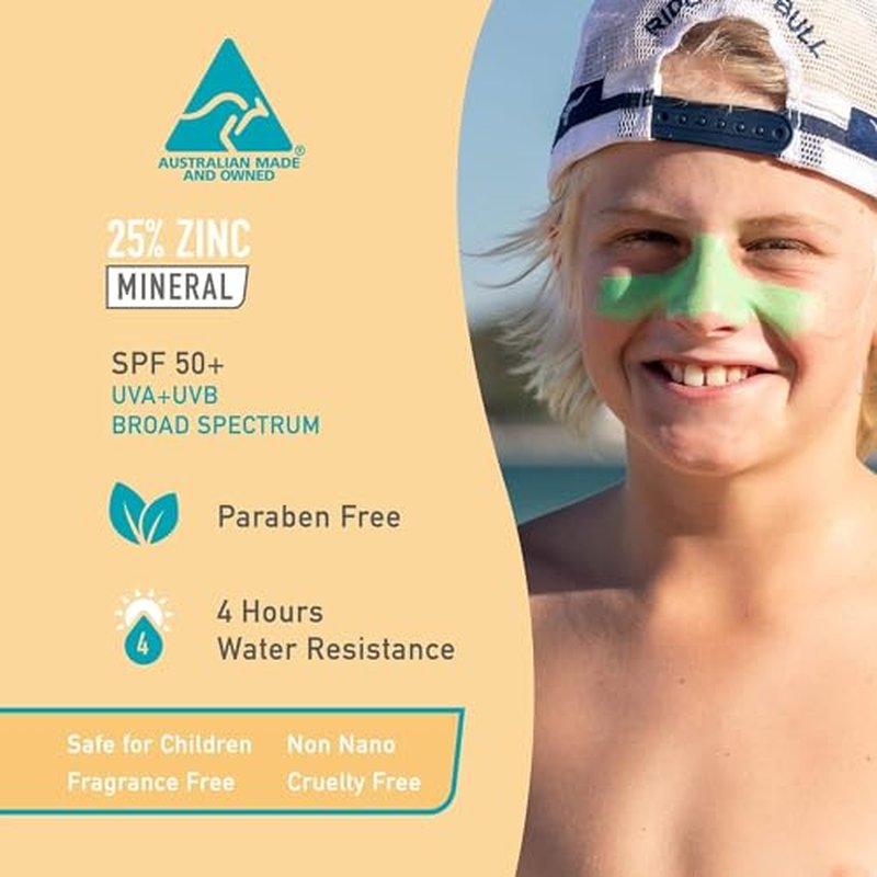 Sun Zapper Zinc Oxide Sunscreen Stick SPF 50+ Green ? Colored Mineral Sunscreen Stick for Face, Water Resistant Sunblock for Kids and Adults, Broad Spectrum, Travel Size 12g (0.42 oz), Australian Made