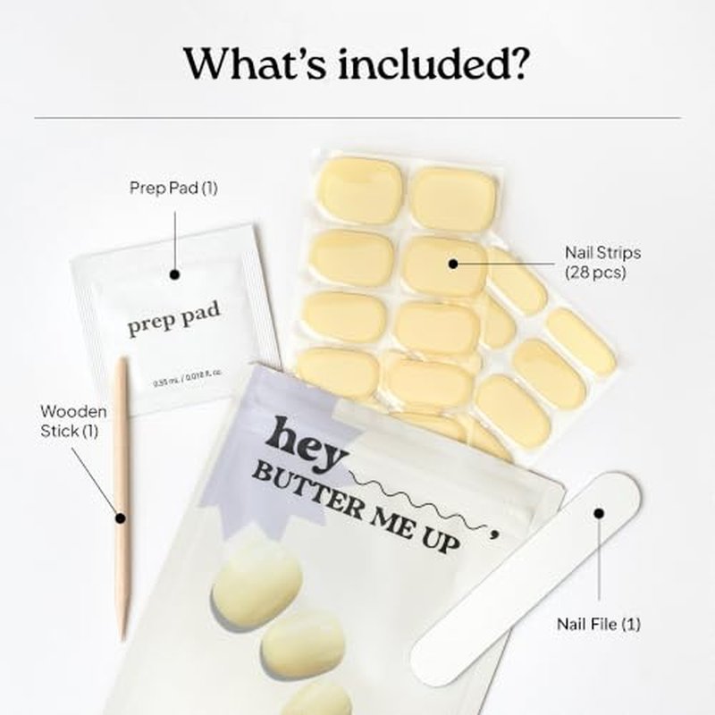 Heyhae Semi Cured Gel Nail Strips - Yellow, No LED Needed