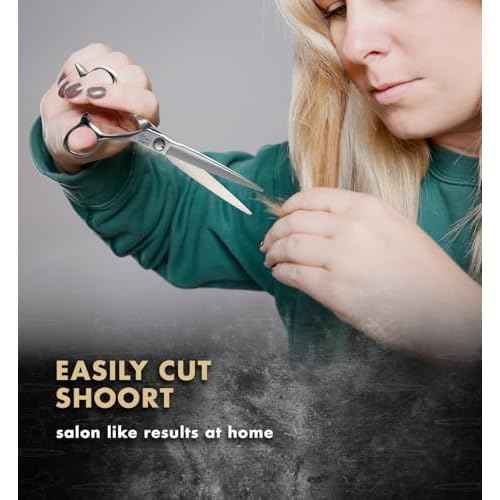 Professional Ergonomic Hair Cutting Scissors - SUS440C & Cobalt Stainless Steel Barber Shears - Fine Adjustment Tension - Premium Shears for Hair Cutting (6.0 Inches)