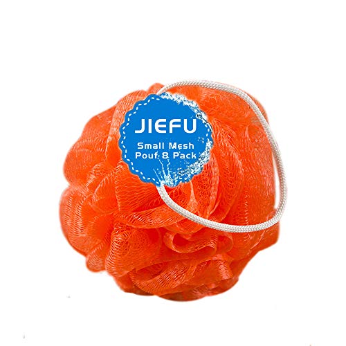 Bath Sponges 8-Pack Colorful Mesh Pouf Exfoliating Scrubber