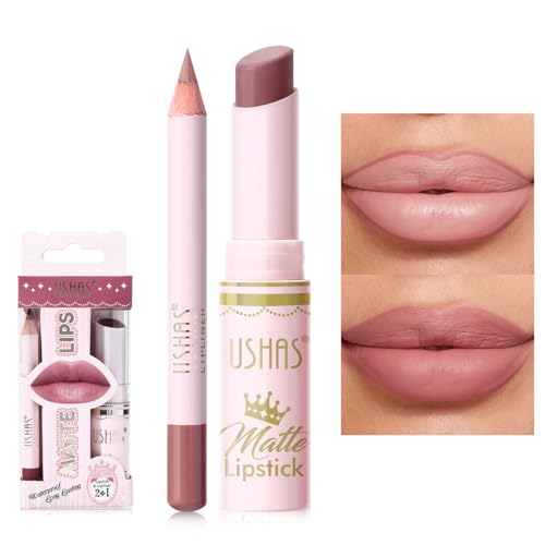 2-in-1 Waterproof Matte Lipstick & Lip Liner Pen Set