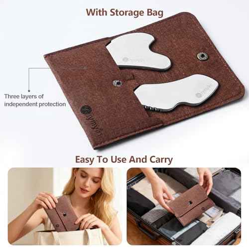 2 Pcs Stainless Steel Gua Sha Facial Tools Set, Face and Body Skin Massage, Facial Scraping Tools for Jaw Lift Massager, Puffiness Reduction, Lymphatic Drainage & Skin Tightening, Gift