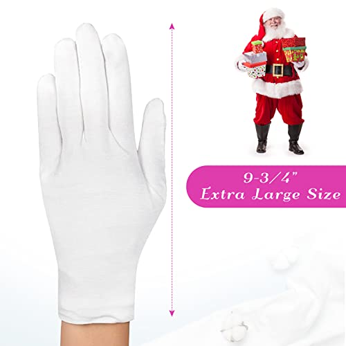 PAXCOO 12 Pairs XL White Cotton Gloves for Moisturizing & Spa