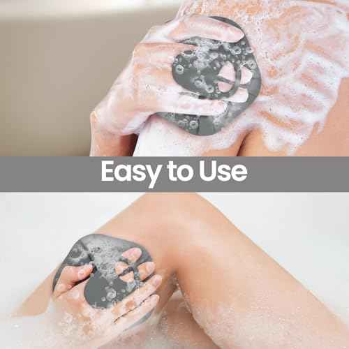 Silicone Body Scrubber Redfly Back Scrubber for Shower, Exfoliating Body Brush, Rubber Massage Loofah for Men and Women, Effective Skin Cleaner and Exfoliator, Bath Scrub for Deep Cleaning (Grey)