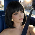 Black Bob Wig with Bangs - Synthetic Short Wig for Women