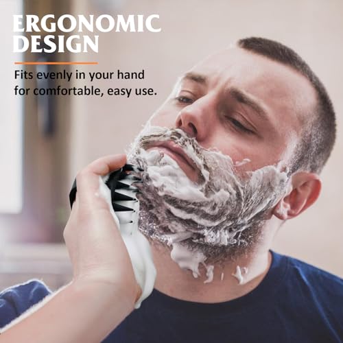 Beard Scrubber & Hook - Silicone Beard Brush for Deep Cleaning and Exfoliation, Helps Reduce Dandruff & Itching, Non-Slip Handle & Soft Durable Longer Bristles