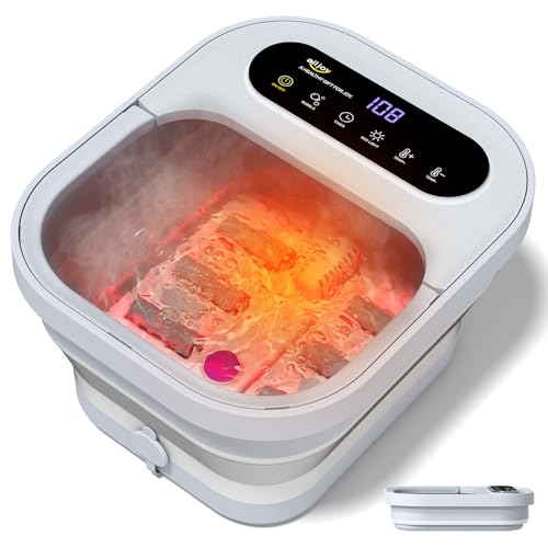 ALLJOY Collapsible Foot Spa with Heat & Bubbles, 6 Rollers