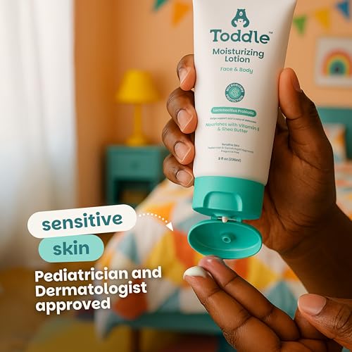 Probiotic Moisturizing Lotion for Face & Body, Eczema & Dry Skin Relief, Fragrance-Free with Vitamin E, Shea Butter for Sensitive Baby & Kids Skin, Pediatrician-Approved, Travel Size 1.7oz