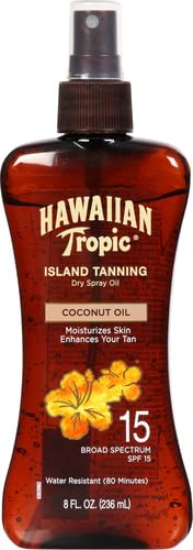 Hawaiian Tropic Protective Tanning Oil Spray Sunscreen SPF 15, 8oz | Tanning Sunscreen, Tanning Oil with SPF, Moisturizing Body Oil, Hawaiian Tropic Oil, Oxybenzone Free Outdoor Tanning Oil, 8oz