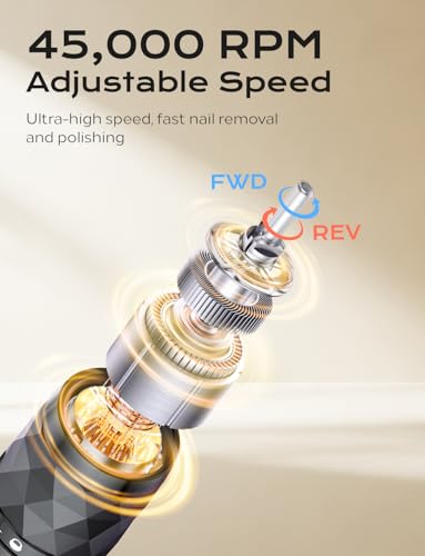 Yomanta Professional Electric Nail Drill Kit - 45000 RPM, 12 Bits
