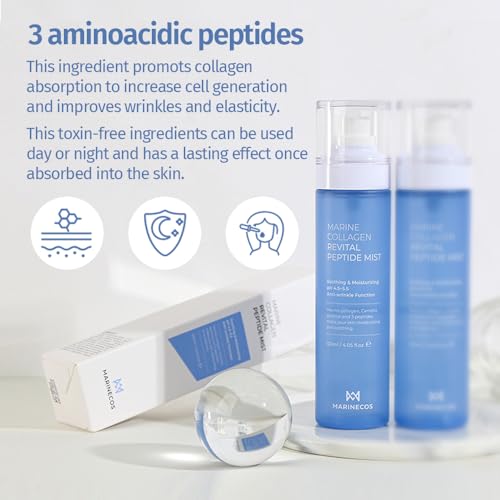Marine Collagen Revital Peptide Mist 120ml ¤Ó Fine Facial Spray for Hydration Soothing Glow ¤Ó Daily Moisture Mist with Centella and Peptides