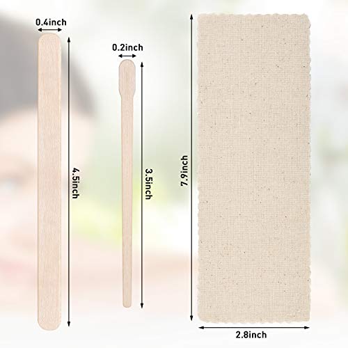 Maitys Hair Removal Kit: 250 Pieces Muslin Waxing Strips and Sticks for Body and Facial Hair Women Men