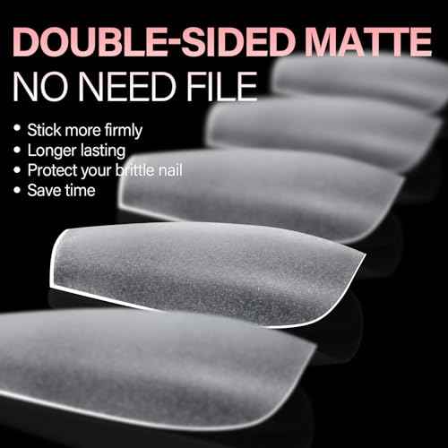 AILLSA Medium Coffin Nail Tips 450PCS Full cover Double-sided Matte Gel Stronger Adhesion Pre-Shaped Press on Nail Tips for Home DIY Nail Arts Salon 15 Sizes