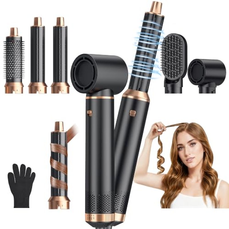 5-in-1 Hot Air Styler Brush Set with Auto Wrap Curling Barrels