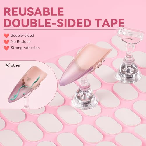 Magnetic Nail Practice Stand Set for Press On Nails - 3 Display Stands & Tape