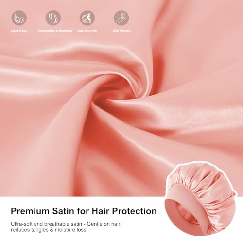 Silk Sleep Bonnet for Women - Large Satin Hair Cap with Elastic Band for Curly & Frizzy Hair