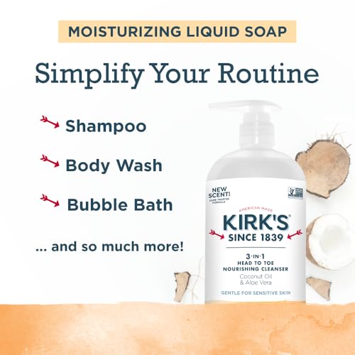 Kirk's Citrus Twist 3-in-1 Cleanser - Shampoo, Body Wash & Bubble Bath, 32 oz