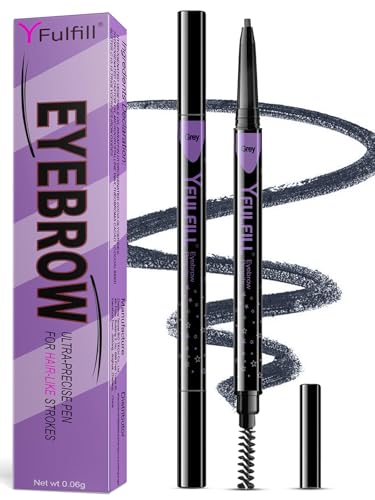 Gray Eyebrow Pencil with Brush - Waterproof Dual-Tip Brow Pen