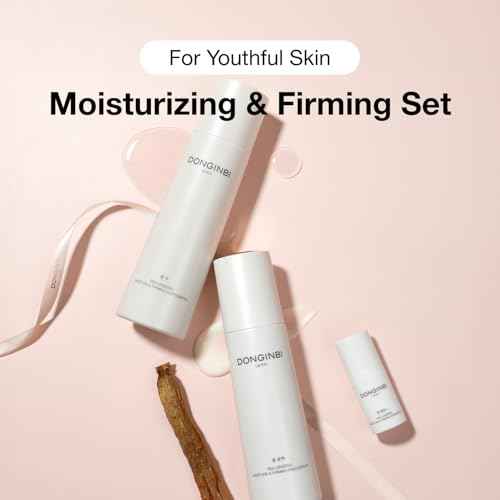 Donginbi Red Ginseng Moisturizing & Firming Skin Care Set - Hydrating Toner for Dry Skin (5.07 floz), Korean Red Ginseng Essence (4.39 floz), Firming Cream, Korean Skin Care Gifts for Women