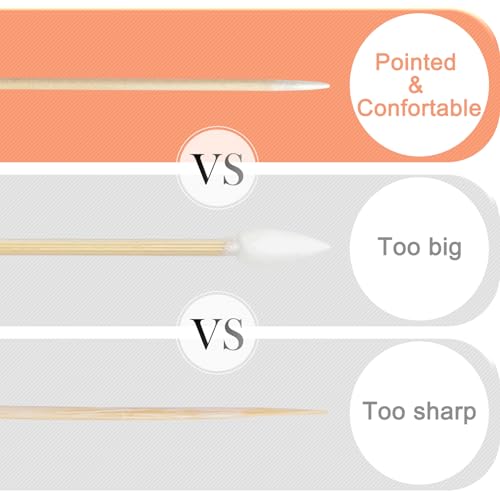 200PCS Pointed Cotton Swabs for Nails - Mini Tips, Microblading Cotton Buds & Nail Polish Clean Up Tool - Fine Point, Precision Micro Swabs for Makeup & Beauty