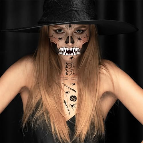 Halloween Temporary Tattoos - Scary Skull Spider Clown Stickers