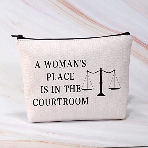 BDPWSS Lawyer Makeup Bag Future Attorney Gifts Legal Balance Gift Law Graduation Gift a Woman's Place Is In The Courtroom Cosmetic Bag (Place In Courtroom)