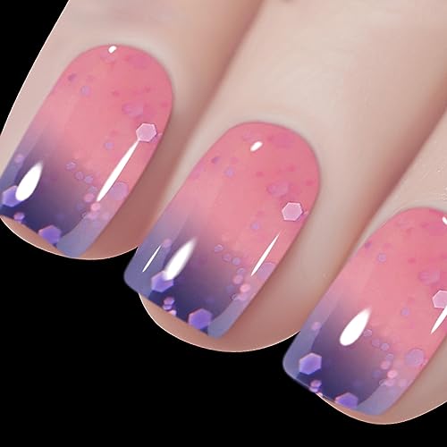 Vishine Gel Nail Polish Set -Color Changing Gel Nail Polish Set Sapphire Blue Purple Pink Laverder Color Changing Gel Polish Soak Off UV LED Thermal Temperature Art C040