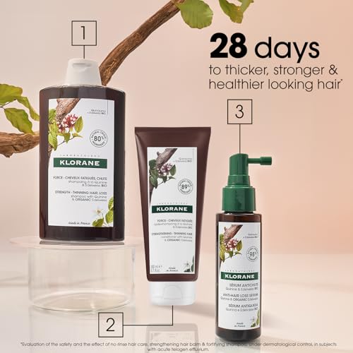 Klorane Strengthening Shampoo with Quinine - Dermatologist-Tested - Natural Alternative Thickening Shampoo for Hair Thinning - Support Stronger, Healthier Hair for Men & Women - 13.5 fl. oz.