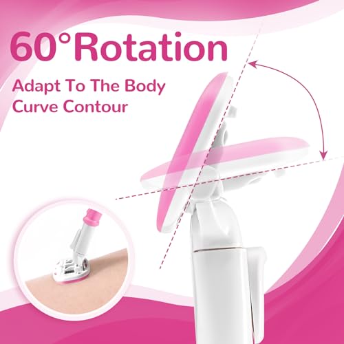 Razors for Women Include 1 Non-Slip Handle and 7 Blade Refills with a Shower Holder, 5 Premium Blades Women's Razors for Shaving with 360¡Æ Lubrication Reduces Irritation, Pink