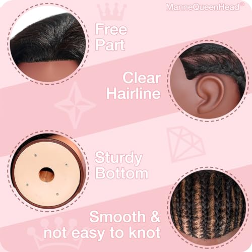 16" Human Hair Mannequin Head with Stand for Braiding & Styling