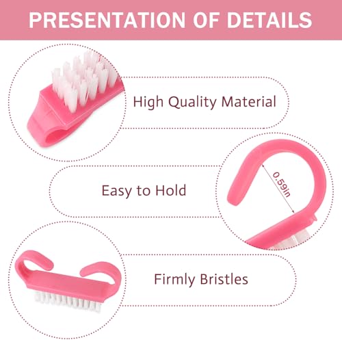 Travel Nail Brush Set - 4 Colorful Hand Scrub Brushes for Fingernail Cleaning