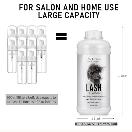 Classic Charm 600ml Lash Shampoo for Extensions, Gentle & Non-Irritating