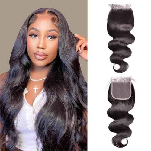 12 Inch 4x4 HD Lace Closure Body Wave Human Hair, Ultra Thin Swiss Lace, Pre Plucked Hairline with Baby Hair, Natural Melt