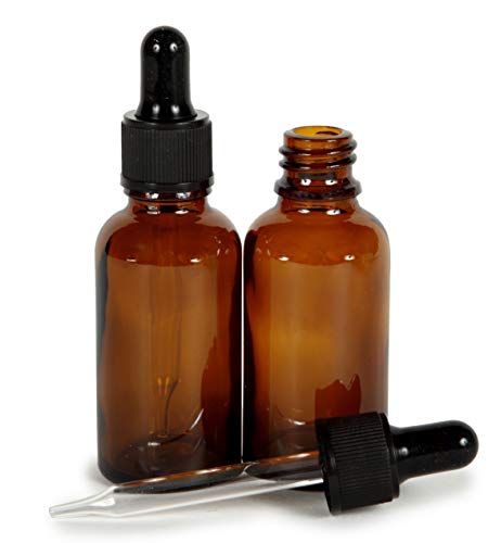 Vivaplex Amber Glass Bottles 4 oz with Droppers 2 Pack