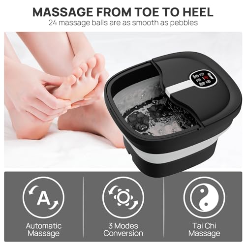 Collapsible Electric Foot Spa with Heat & Remote Control - Shiatsu Massage