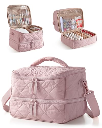 Marscamd Nail Polish Organizer Bag – Holds 42 Bottles, Pink